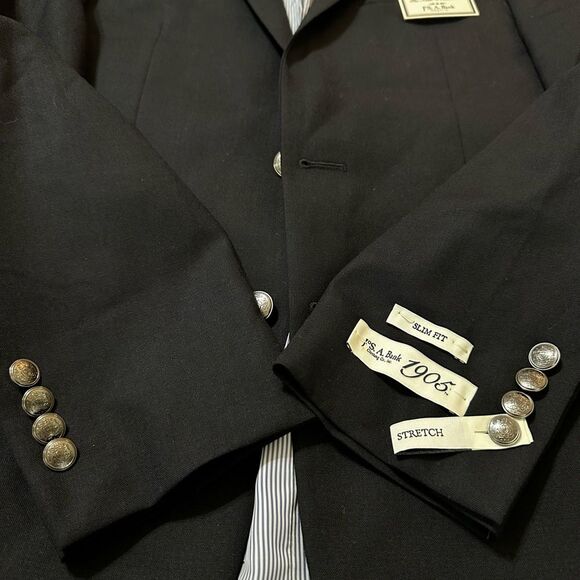 Jos. A. Bank Black Sport Coat with Notched Lapels - Picture 4 of 6